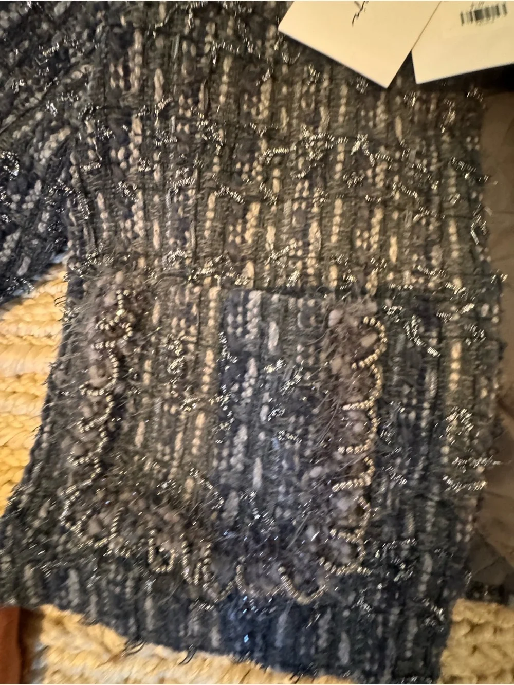 Kiki and Jojo Charcoal Textured Tweed Cropped Jacket